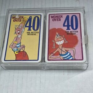 VTG Women Over 40 Playing Cards Double Deck Set Belgium Humor Gag 1980s Complete
